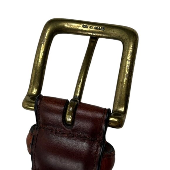 Leather Woven Belt Men's Brown 36" / 90 Oil Tan Cowhide Solid Brass Buckle - Picture 6 of 16